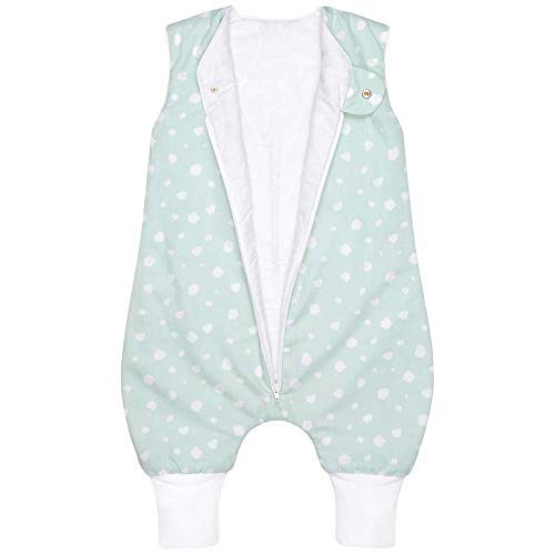 emma & noah | Bebé saco de dormir de invierno con pies | 100% algodón | Temperatura: 15-21°C grados - espesor 2.5 TOG | Edad: 3-6 meses | Tamaño: 70 cm | Diseño: puntos de menta