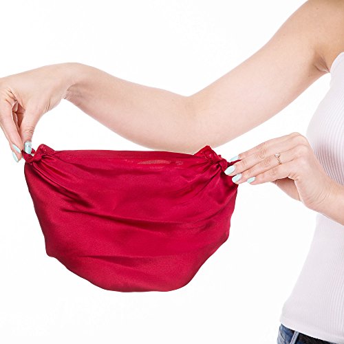 Emmet Gorro de Dormir Mujer Pura Seda Sombrero para Dormir elástico Hace Que tu Cabello se Sienta Sedoso y Mantiene el Estilo (Rojo, Talla única)