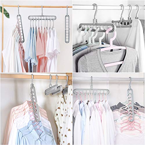 Emooqi Magic Hanger, Perchas Que Ahorran Espacio/Perchas Ropa Organizador,9 Hoyos Perchas De Almacenamiento Plegables,Girar Libremente 360 ​​Grados Soporte para Colgador