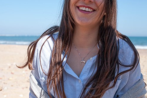 EMPATHY JEWEL Collar Luna Invertida en Plata de Ley 925 - Pendientes Pequeños de Plata Luna Invertida - Conjunto de Collar y Pendientes de Plata Luna Invertida - Colgante Luna Mujer ideal como Regalo