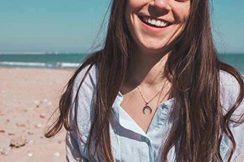 EMPATHY JEWEL Collar Luna Invertida en Plata de Ley 925 - Pendientes Pequeños de Plata Luna Invertida - Conjunto de Collar y Pendientes de Plata Luna Invertida - Colgante Luna Mujer ideal como Regalo