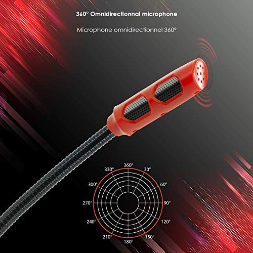 EMPIRE GAMING - Micrófono Gamer PC, Mac, Consolas – Micro Ideal Podcast Youtube, Streaming Twitch, Charlas, Canciones - Retroiluminación LED RGB 15 Modos – Cable USB - Negro Rojo