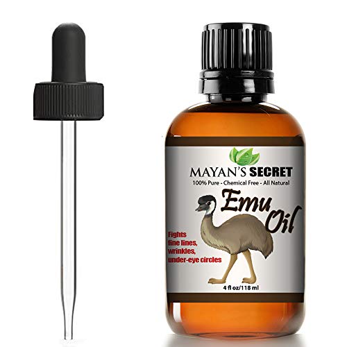 Emu Oil by Mayan's Secret, 100% Pure Natural Hair Strengthener Scar Minimizer Anti-Aging Skin Moisturizer 4 oz