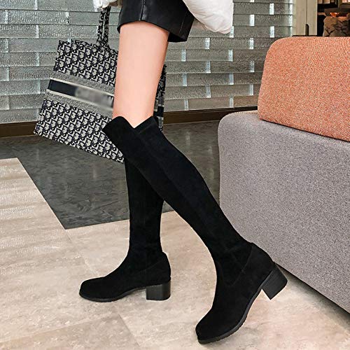 Encima Rodilla Botas Atractivo Boots para Mujer con Forro Transpirable Y Suela De Goma para Otoño E Invierno, Individualidad Diseño,Negro,40