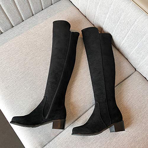 Encima Rodilla Botas Atractivo Boots para Mujer con Forro Transpirable Y Suela De Goma para Otoño E Invierno, Individualidad Diseño,Negro,40