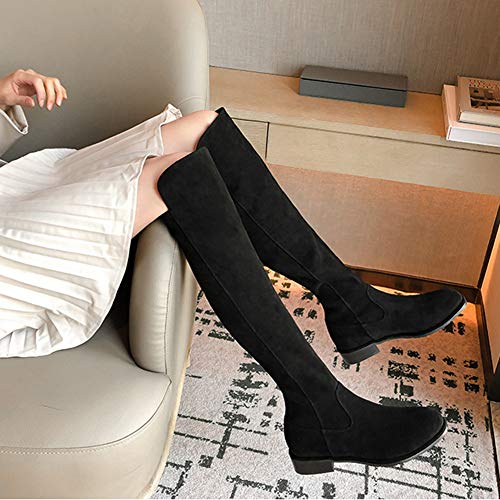 Encima Rodilla Botas Atractivo Boots para Mujer con Forro Transpirable Y Suela De Goma para Otoño E Invierno, Individualidad Diseño,Negro,40