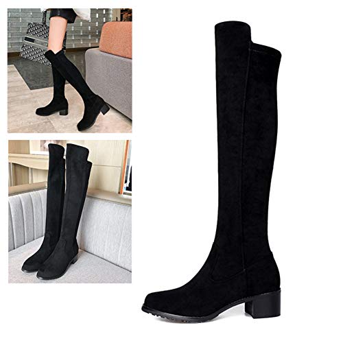Encima Rodilla Botas Atractivo Boots para Mujer con Forro Transpirable Y Suela De Goma para Otoño E Invierno, Individualidad Diseño,Negro,40
