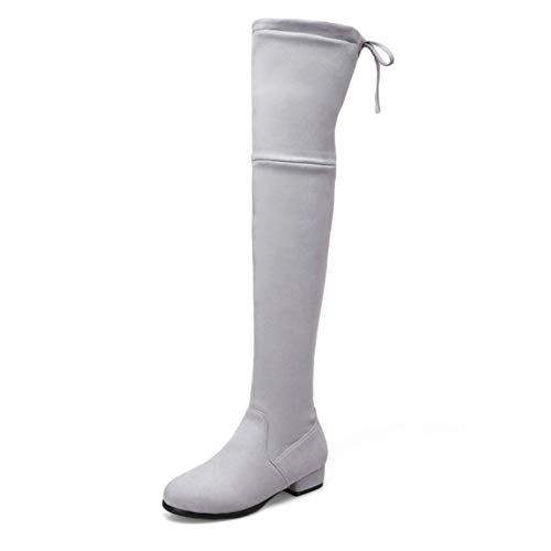 Encima Rodilla Botas con Antideslizante Suela De Goma Y Forro Transpirable para Otoño E Invierno, Diseño De Cabeza Redonda,Blanco,45