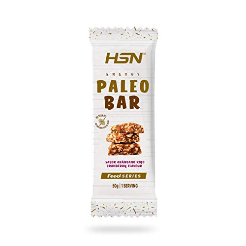 Energy Paleo Bar de HSN | Barritas Paleo | Ingredientes 100% Naturales, Sustitutivas de Comida, Sin Grasas Trans, Sin Aceite de Palma, Sabor Arándano - 20 unidades de 50g
