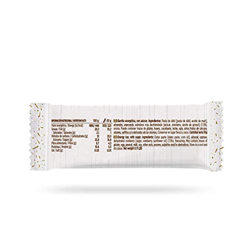 Energy Paleo Bar de HSN | Barritas Paleo | Ingredientes 100% Naturales, Sustitutivas de Comida, Sin Grasas Trans, Sin Aceite de Palma, Sabor Arándano - 20 unidades de 50g