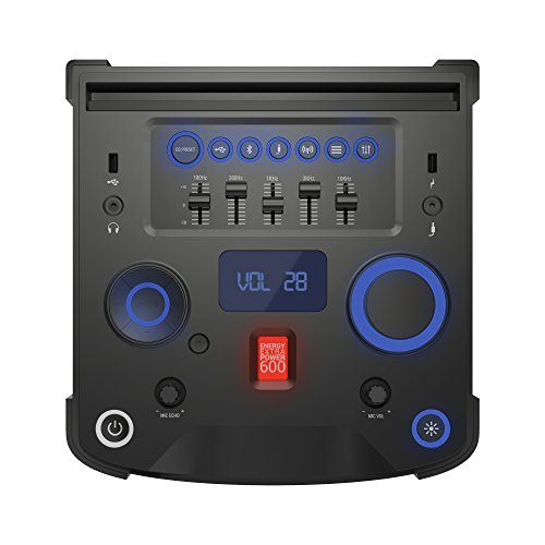 Energy Sistem Party 6 Altavoz Karaoke con micrófono y Bluetooth (Botón Power 600W, Luces de Fiesta, USB, Pantalla, Analog EQ)