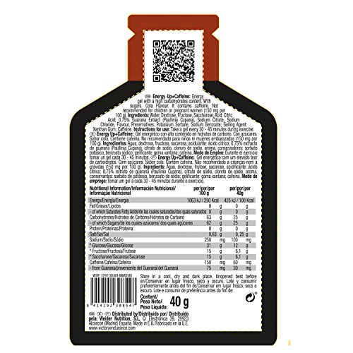 Energy Up Gel Cafeína Sabor Cola, con cafeína. Con plus de sodio. Energía inmediata