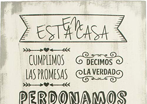 Enkolor/Cuadro Madera/Frases positivas/Normas de la casa/Artesanal/Blanco/40X60cm