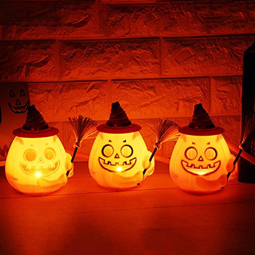 ENticerowts Lámpara de Halloween, portátil de control de sonido de mano, con batería de calabaza, lámpara de decoración de Halloween, bar club restaurante púrpura A