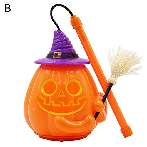 ENticerowts Lámpara de Halloween, portátil de control de sonido de mano, con batería de calabaza, lámpara de decoración de Halloween, bar club restaurante púrpura A