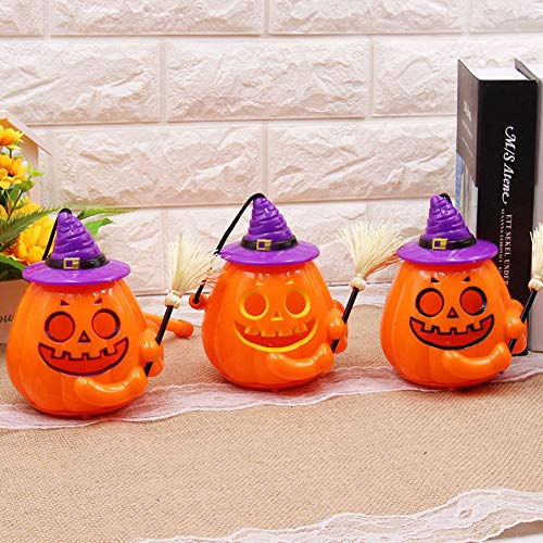 ENticerowts Lámpara de Halloween, portátil de control de sonido de mano, con batería de calabaza, lámpara de decoración de Halloween, bar club restaurante púrpura A