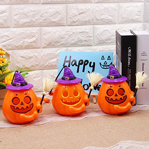 ENticerowts Lámpara de Halloween, portátil de control de sonido de mano, con batería de calabaza, lámpara de decoración de Halloween, bar club restaurante púrpura A