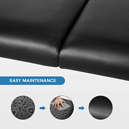 Entil - Mesa de masaje para spa (3 secciones, patas de aluminio, plegable, portátil, con orificio para la cara, bolsa de transporte, respaldo ajustable en altura