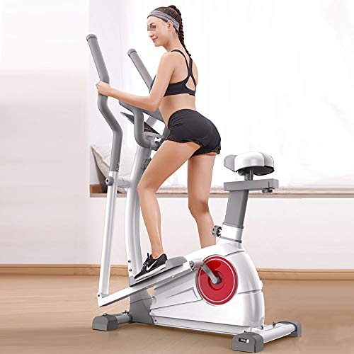 Entrenador de la Cruz 2-en-1 elíptica de la bicicleta estática-Fitness Cardio Pérdida de peso entrenamiento Máquina-Con Asiento blanco Inicio equipo de la aptitud ( Color : White , Size : Free size )