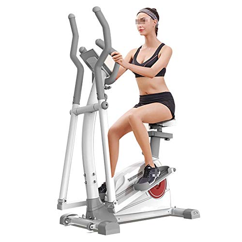 Entrenador de la Cruz 2-en-1 elíptica de la bicicleta estática-Fitness Cardio Pérdida de peso entrenamiento Máquina-Con Asiento blanco Inicio equipo de la aptitud ( Color : White , Size : Free size )