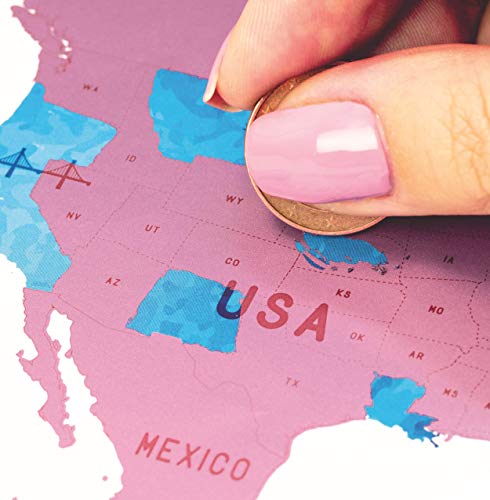 envami Mapa Mundi Rascar I Mapas del Mundo para Marcar Viajes I 80 X 40 CM I Rosa I Scratch Off Travel Map