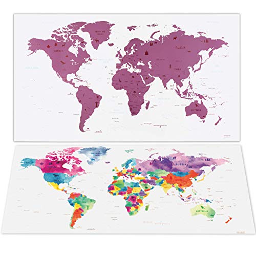 envami Mapa Mundi Rascar I Mapas del Mundo para Marcar Viajes I 80 X 40 CM I Rosa I Scratch Off Travel Map