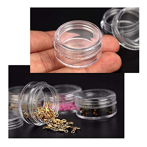 Envase cosmético Muestras de viaje Macetas Cosméticas 60pcs 5g 5ml Redondo de plástico transparente con tapa para cremas Muestra de maquillaje Almacenamiento en polvo Brillo Uñas de almacenamiento de