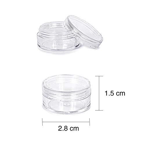 Envase cosmético Muestras de viaje Macetas Cosméticas 60pcs 5g 5ml Redondo de plástico transparente con tapa para cremas Muestra de maquillaje Almacenamiento en polvo Brillo Uñas de almacenamiento de