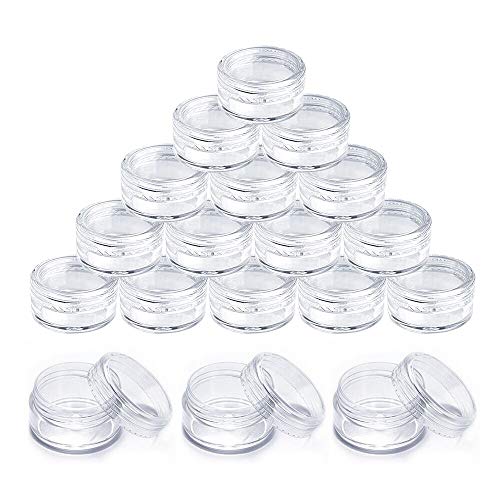 Envase cosmético Muestras de viaje Macetas Cosméticas 60pcs 5g 5ml Redondo de plástico transparente con tapa para cremas Muestra de maquillaje Almacenamiento en polvo Brillo Uñas de almacenamiento de