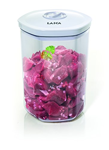 Envase para el envasado al vacío de alimentos cilindrico con capacidad para 2 litros Laica VT3304 incluye tubo para conectar con la máquina de vacío.