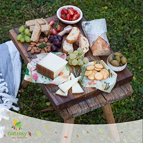 Envoltorio Cera de Abeja para Alimentos, Set de 6 Beeswax Wrap Natural de Tela, Papel Bocadillo Reutilizable, Cubiertas Lavables para Cuenco Ecológicas, Zero Waste Alternativa, para Queso, Fruta y Pan