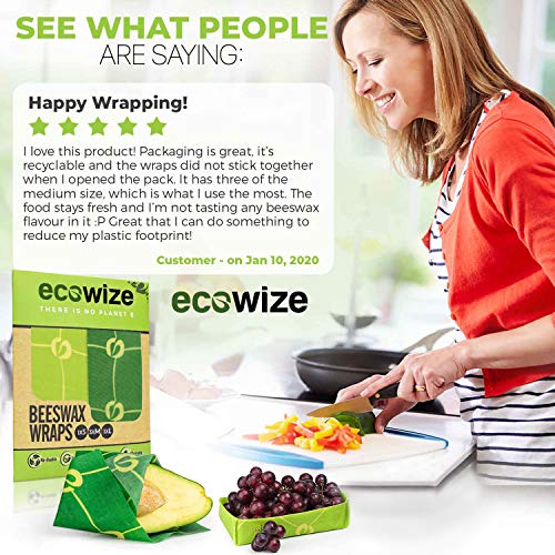 Envoltorios de Cera de Abeja para Alimentos - Set de 5 Envoltorios Reutilizables, Ecológicos, Seguros y Naturales: 1 Pequeño, 3 Medianos y 1 Grande - Envuelve Comida, Reduce Desechos y Ahorra Dinero