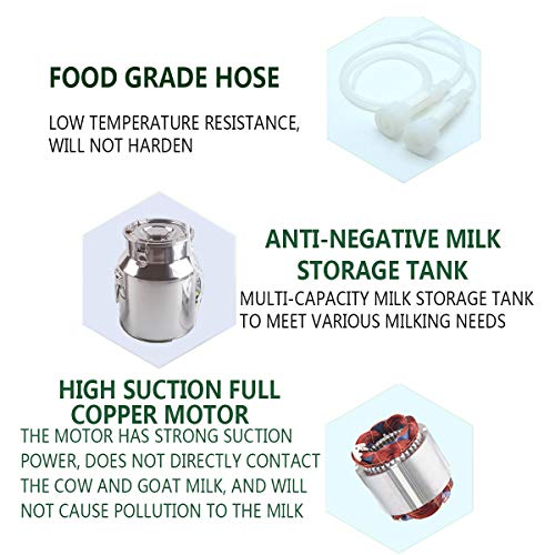 EnweGey Eléctrica Ordeñadora, Extractor de Leche Cabeza Doble Portátil para Cabras, Ordeñadora para el Hogar Granja a Pequeña Escala (14L),For Sheep,Plug in