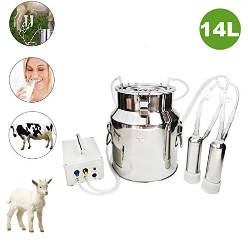 EnweGey Eléctrica Ordeñadora, Extractor de Leche Cabeza Doble Portátil para Cabras, Ordeñadora para el Hogar Granja a Pequeña Escala (14L),For Sheep,Plug in