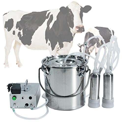 EnweGey Ordeñadora Eléctrica, Extractor de Leche Automático Portátil con Función Automática de Parada de Leche, Capacidad de 5 litros, Ordeñadora Pulsación Vacío para Bovinos y Ovinos,For Cattle