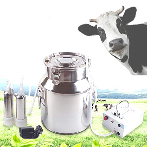 EnweGey Ordeñadora Eléctrica, Extractor de Leche Automático Portátil con Tanque de Leche de 5 litros Capacidad, Materiales de Grado Alimenticio, Recargable, para Bovinos y Ovinos,For Cattle