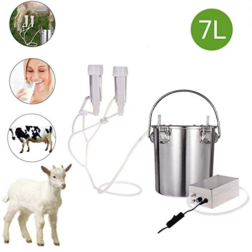 EnweGey Ordeñadora EléctricaOrdeñadora, Ordeñadora Eléctrica para Cabras Cabeza Doble Portátil con Lata Cargar, Extractor de Leche para el Hogar Granja a Pequeña Escala (7L),For Sheep,Plug in