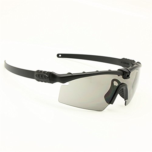 EnzoDate Gafas de Sol polarizadas Gafas de Militares del ejército los Hombres Frame 3/4 Lente Agencia de Juego de Guerra eyeshields(Negro, polarizado 4 Lentes)