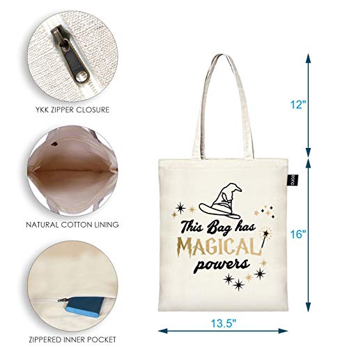 Eono Bolsas de primera calidad para mujer, Bolsas de la compra Reutilizables, Bolsas de lona 100% algodón con cremallera, Regalo Tote Bag, Bolsa de Playa, Bolsa de Hombro, Bolsa de Libros | 0601H03