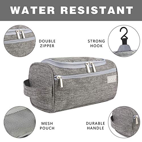 Eono by Amazon - Bolsas de Aseo Neceser Avion Unisexo Neceseres de Viaje Toiletry Bag Neceser Maquillaje con Gancho para Colgar Bolsa de Cosmético Impermeable Organizador de Viaje, Gris
