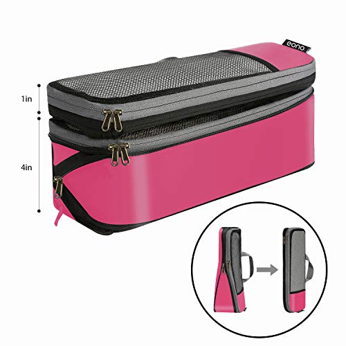 Eono by Amazon - Organizadores de Viaje de compresión expandibles, Impermeable Organizador para Maletas, Organizador de Equipaje, Cubos de Embalaje, Compression Packing Cubes, Fucsia, 6 Set