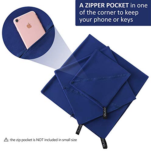 Eono by Amazon - Toalla de Microfibra para Llevar al Gimnasio, a la Playa, de Camping, de Viaje, de Natacion, o de Vacaciones. Secado rápido, Superabsorbente, Ultracompacta, Azul Real-140x70cm
