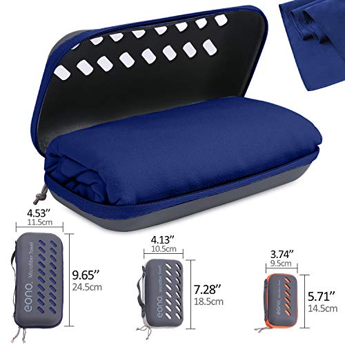 Eono by Amazon - Toalla de Microfibra para Llevar al Gimnasio, a la Playa, de Camping, de Viaje, de Natacion, o de Vacaciones. Secado rápido, Superabsorbente, Ultracompacta, Azul Real-140x70cm