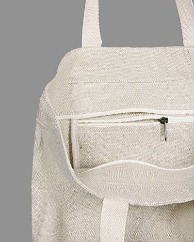 EONO Grande de la lona tote bag tela bolso de compras verduras reutilizables respetuosa del medio ambiente de ultramarinos de hombro de yute bolso de tela mujer- Llanura Off White | 0504