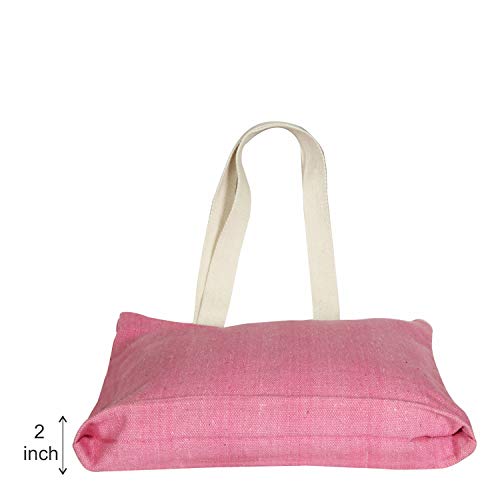 Eono Women's Tote Bags, Reusable Shopping Bags, Recycled Cotton Grocery Bags, Gift Tote Bag, Beach Bag, Book Bag | Rosado | Pack of 2 | 0407