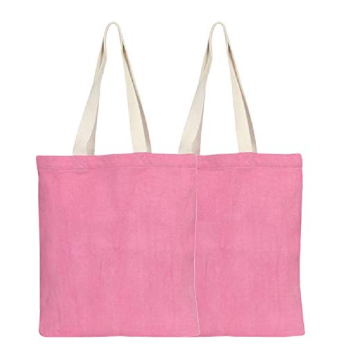 Eono Women's Tote Bags, Reusable Shopping Bags, Recycled Cotton Grocery Bags, Gift Tote Bag, Beach Bag, Book Bag | Rosado | Pack of 2 | 0407