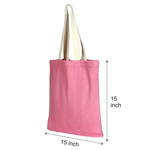 Eono Women's Tote Bags, Reusable Shopping Bags, Recycled Cotton Grocery Bags, Gift Tote Bag, Beach Bag, Book Bag | Rosado | Pack of 2 | 0407