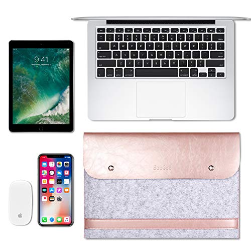 EooCoo Funda Portátil Compatible con 2010-2017 Old MacBook Air 13 A1369 A1466, Old Macbook Pro 13 A1504 A1425, Laptop Sleeve con Cuero de Microfibra - Oro Rosa