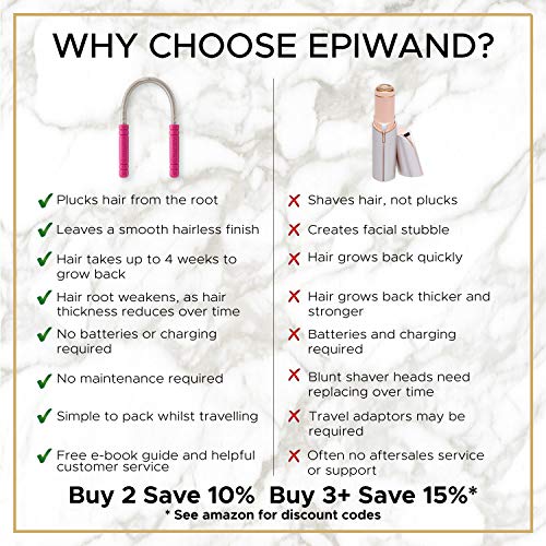 Epiwand Kit de Depilacion Facial | Depiladora Facial Mujer y Depilador Cejas de Mujer para una Depilación Rápida y Fácil | Incluye 1x Depiladora de Vello Facial y 1x Afeitadora/Recortadora de Cejas