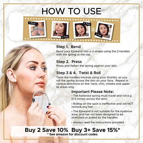 Epiwand Kit de Depilacion Facial | Depiladora Facial Mujer y Depilador Cejas de Mujer para una Depilación Rápida y Fácil | Incluye 1x Depiladora de Vello Facial y 1x Afeitadora/Recortadora de Cejas
